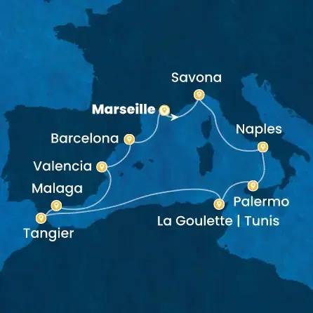 Route 11 Nächte - Frankreich,  Italien,  Tunesien,  Marokko,  Spanien