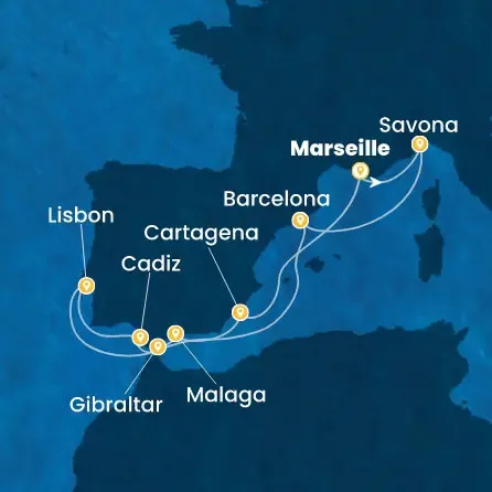 Route 11 Nächte - Frankreich,  Italien,  Spanien,  Portugal,  Gibraltar (Großbritannien)