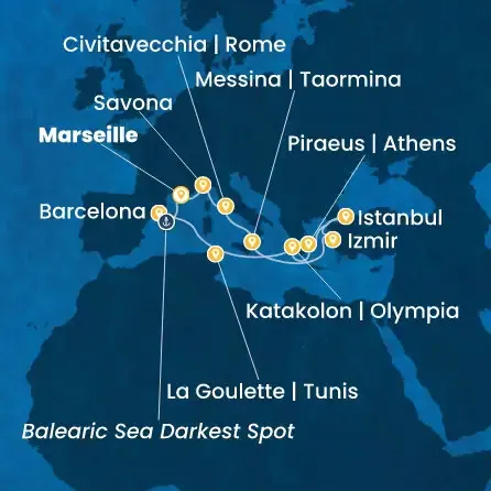 Route 14 Nächte - Frankreich,  Italien,  Türkei,  Griechenland,  Tunesien,  Spanien