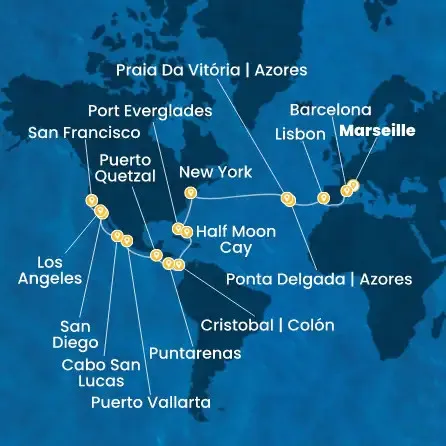 Route 38 Nächte Frankreich, Spanien, Portugal, Azoren, USA, Florida, Mexiko, USA