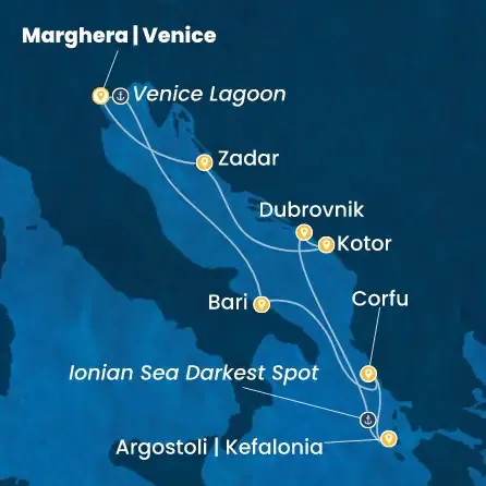 Route 7 Nächte - Italien,  Griechenland,  Kroatien,  Montenegro