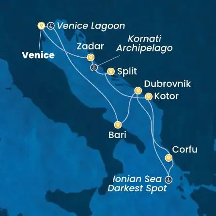 Route 7 Nächte - Italien,  Kroatien,  Griechenland,  Montenegro