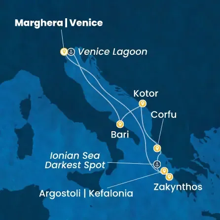 Route 7 Nächte Italien, Montenegro, Griechenland
