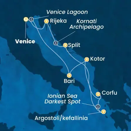 Route 7 Nächte - Italien,  Montenegro,  Griechenland,  Kroatien