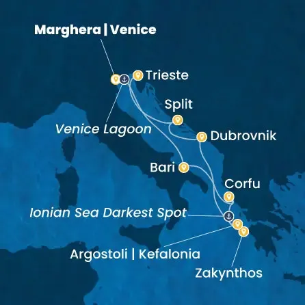 Route 7 Nächte - Italien,  Griechenland,  Kroatien