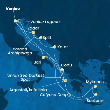 Route 14 Nächte - Italien,  Griechenland,  Montenegro,  Kroatien