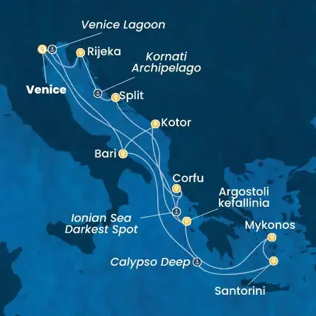 Route 14 Nächte - Italien,  Montenegro,  Griechenland,  Kroatien