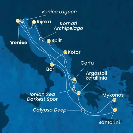 Route 14 Nächte - Italien,  Griechenland,  Montenegro,  Kroatien