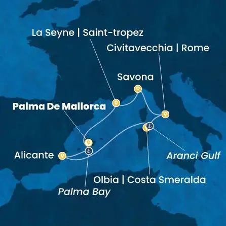 Route 7 Nächte - Balearen (Spanien),  Spanien,  Italien,  Frankreich
