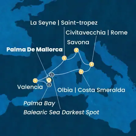 Route 7 Nächte - Balearen (Spanien),  Spanien,  Italien,  Frankreich