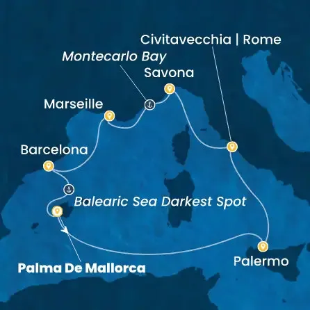 Route 7 Nächte - Balearen (Spanien),  Italien,  Frankreich,  Spanien
