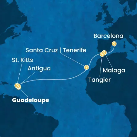 Route 14 Nächte Antillen, Kanaren (Spanien), Marokko, Spanien