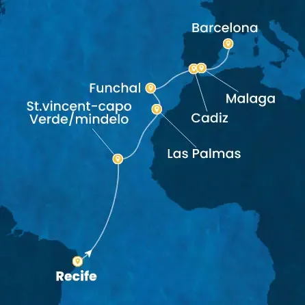 Route 14 Nächte Brasilien, Kapverdische Inseln, Kanaren (Spanien), Madeira, Spanien