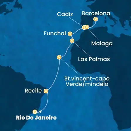 Route 17 Nächte Brasilien, Kapverdische Inseln, Kanaren (Spanien), Madeira, Spanien
