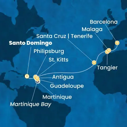 Route 18 Nächte - Antillen,  Kanaren (Spanien),  Marokko,  Spanien