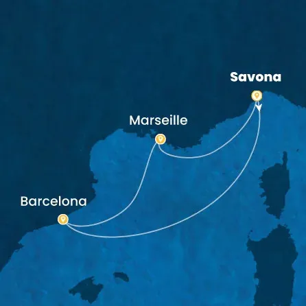 Route 3 Nächte - Italien,  Spanien,  Frankreich