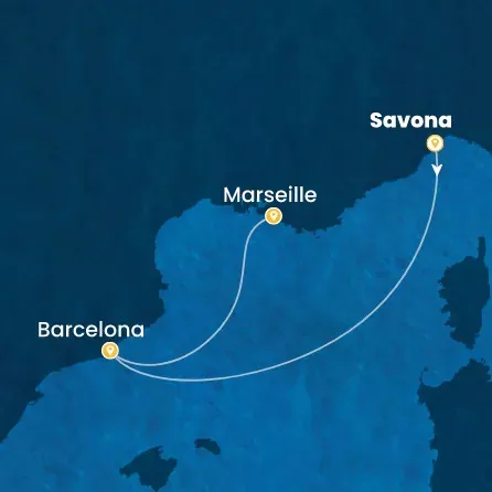 Route 3 Nächte - Italien,  Spanien,  Frankreich