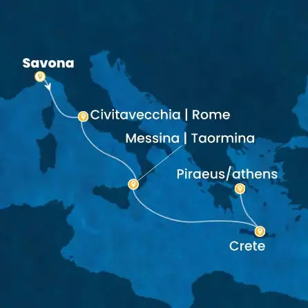 Route 5 Nächte Italien, Griechenland