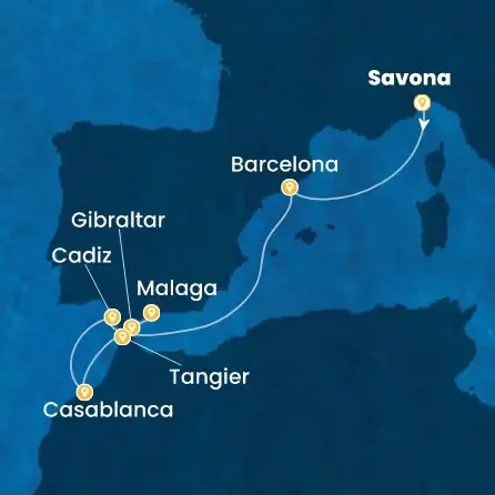 Route 7 Nächte Italien, Spanien, Gibraltar (Großbritannien), Marokko