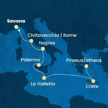 Route 7 Nächte - Italien,  Malta,  Griechenland