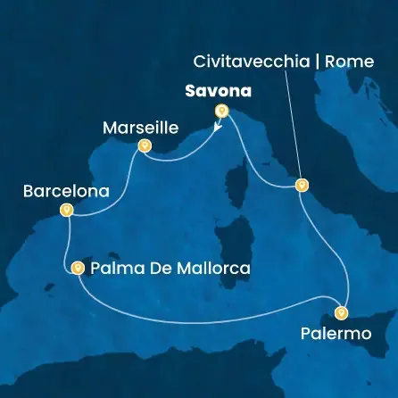Route 7 Nächte - Italien,  Frankreich,  Spanien,  Balearen (Spanien)