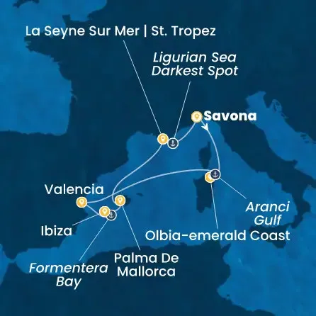 Route 7 Nächte - Italien,  Spanien,  Balearen (Spanien),  Frankreich
