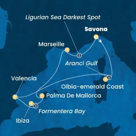 Route 7 Nächte - Italien,  Spanien,  Balearen (Spanien),  Frankreich
