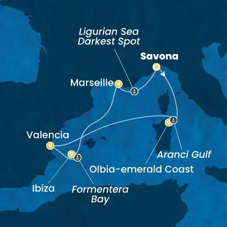 Route 7 Nächte - Italien,  Spanien,  Balearen (Spanien),  Frankreich