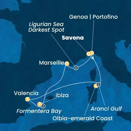 Route 7 Nächte - Italien,  Spanien,  Balearen (Spanien),  Frankreich