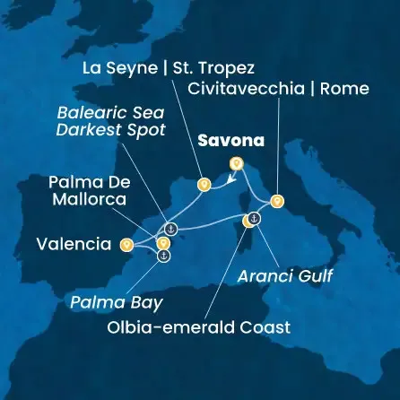 Route 7 Nächte - Italien,  Frankreich,  Balearen (Spanien),  Spanien