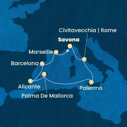 Route 8 Nächte - Italien,  Frankreich,  Spanien,  Balearen (Spanien)