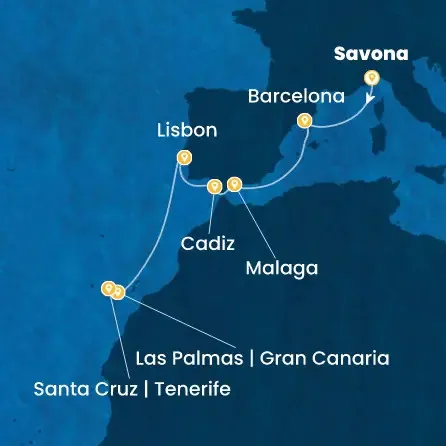Route 9 Nächte Italien, Spanien, Portugal, Kanaren (Spanien)