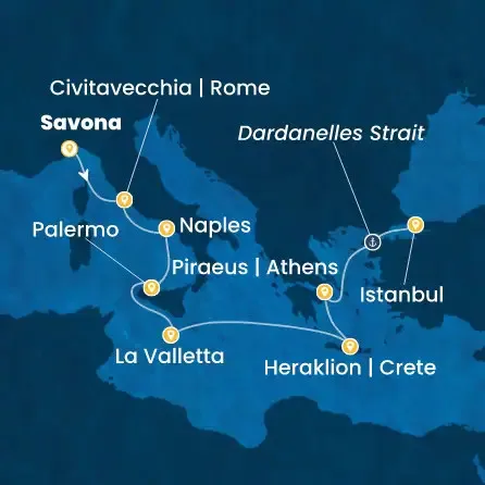 Route 9 Nächte - Italien,  Malta,  Griechenland,  Türkei