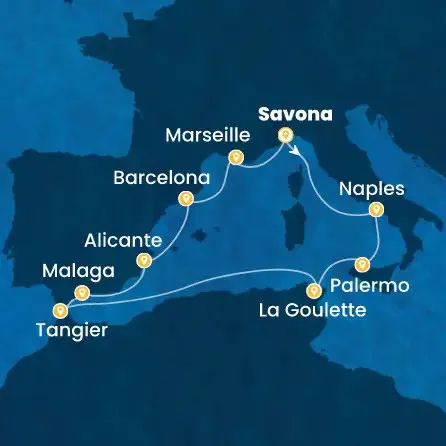 Route 11 Nächte - Italien,  Tunesien,  Marokko,  Spanien,  Frankreich