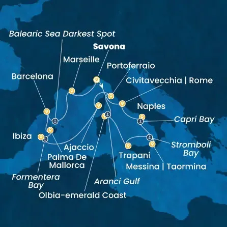 Route 14 Nächte - Italien,  Korsika (Frankreich),  Balearen (Spanien),  Spanien,  Frankreich