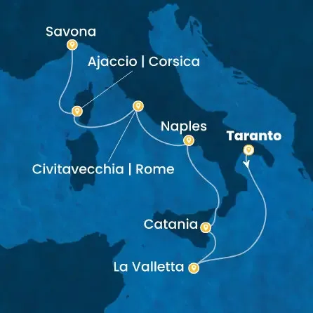 Route 7 Nächte Malta, Italien, Korsika (Frankreich)