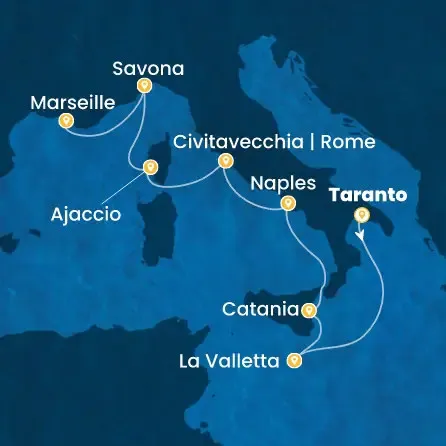 Route 8 Nächte Malta, Italien, Korsika (Frankreich), Frankreich