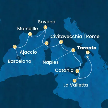 Route 9 Nächte Malta, Italien, Korsika (Frankreich), Frankreich, Spanien