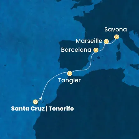 Route 6 Nächte Kanaren (Spanien), Marokko, Spanien, Frankreich, Italien