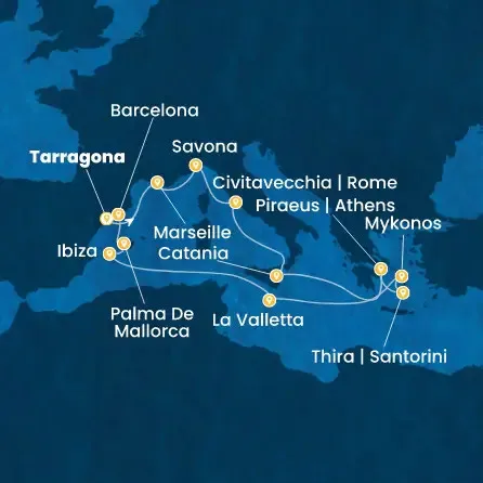 Route 14 Nächte Spanien, Frankreich, Italien, Griechenland, Malta, Balearen (Spanien)