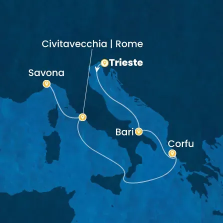 Route 5 Nächte Italien, Griechenland