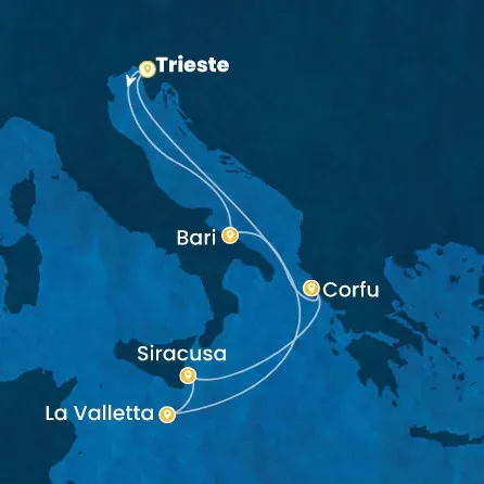 Route 6 Nächte Italien, Griechenland, Malta