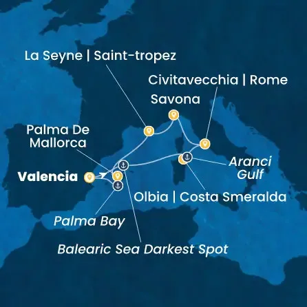Route 7 Nächte - Spanien,  Italien,  Frankreich,  Balearen (Spanien)