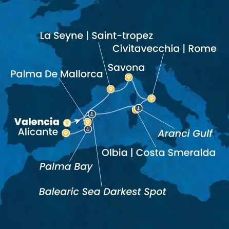 Route 7 Nächte - Spanien,  Italien,  Frankreich,  Balearen (Spanien)