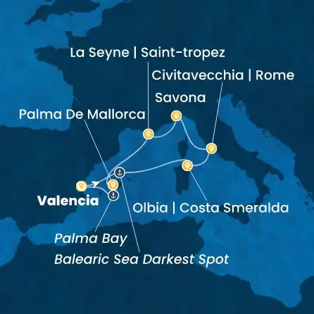 Route 7 Nächte - Spanien,  Italien,  Frankreich,  Balearen (Spanien)