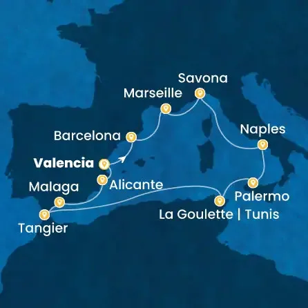 Route 12 Nächte - Spanien,  Frankreich,  Italien,  Tunesien,  Marokko
