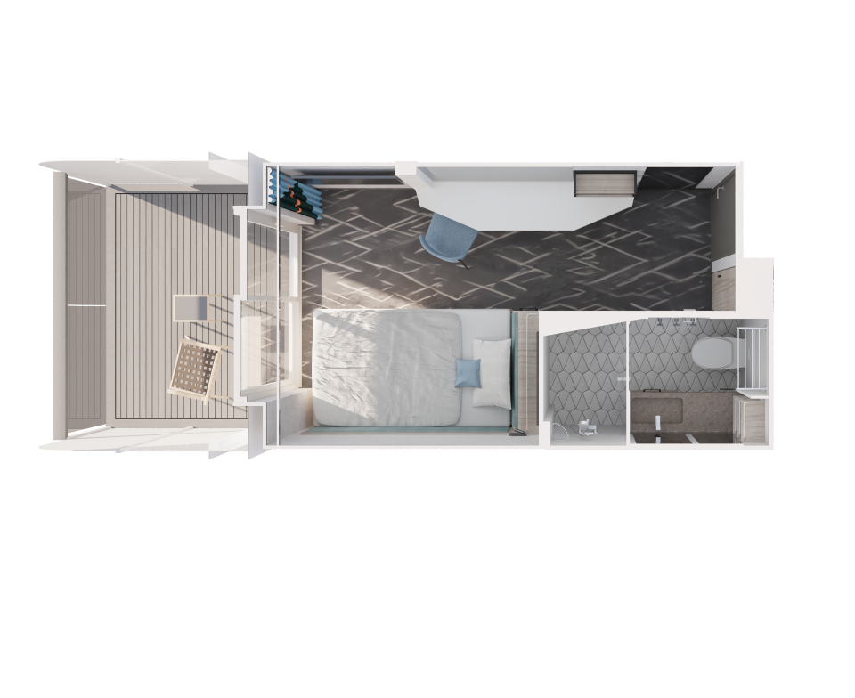 Deckplan Mein Schiff Flow – Einzelkabine Balkon