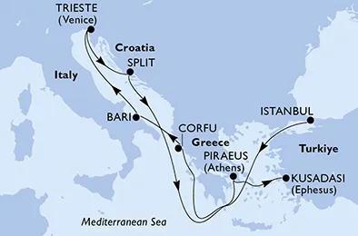 Route 8 Nächte Mittelmeer ab Istanbul bis Kusadasi