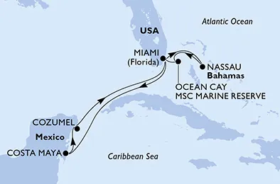 Route 9 Nächte Karibik ab Miami bis Cozumel
