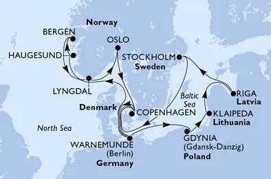 Route 14 Nächte Nordeuropa ab Warnemünde bis Kopenhagen